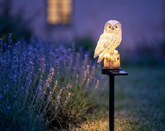 Solar Owl Garden Statue Light Outdoor Bird Yard Lawn Patio Landscape Decor