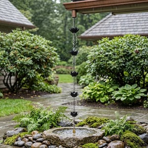 Catena per la pioggia a forma di loto realizzata a mano: elegante decorazione per giardini acquatici esterni