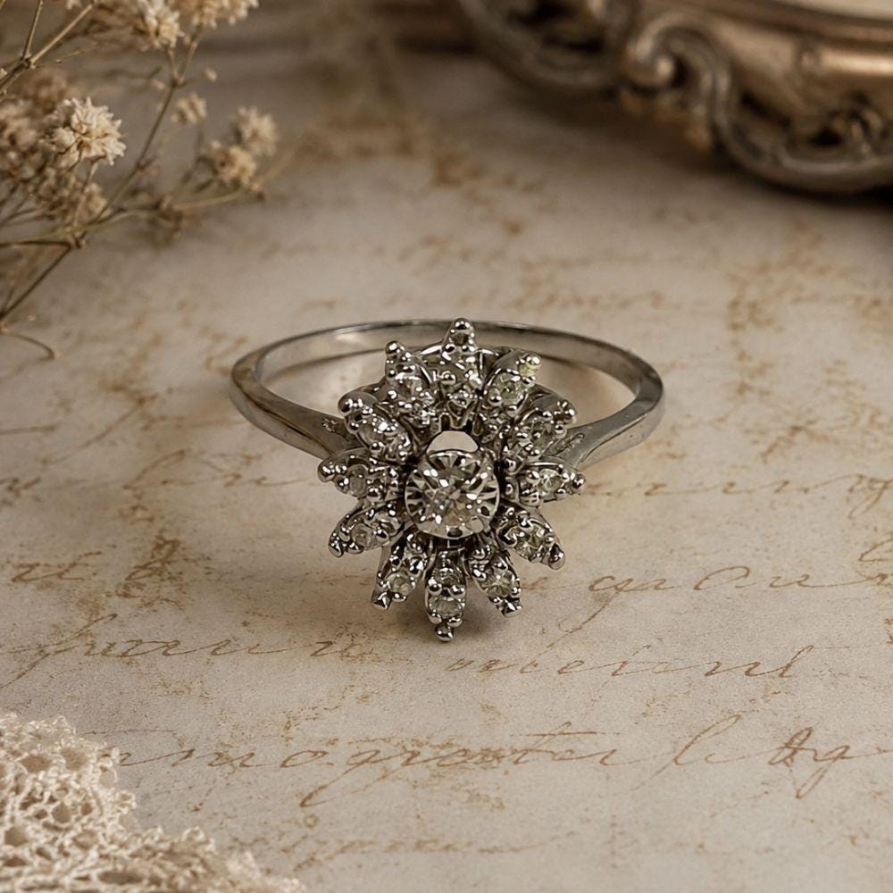 Antique Floral Cluster Ring - Etsy