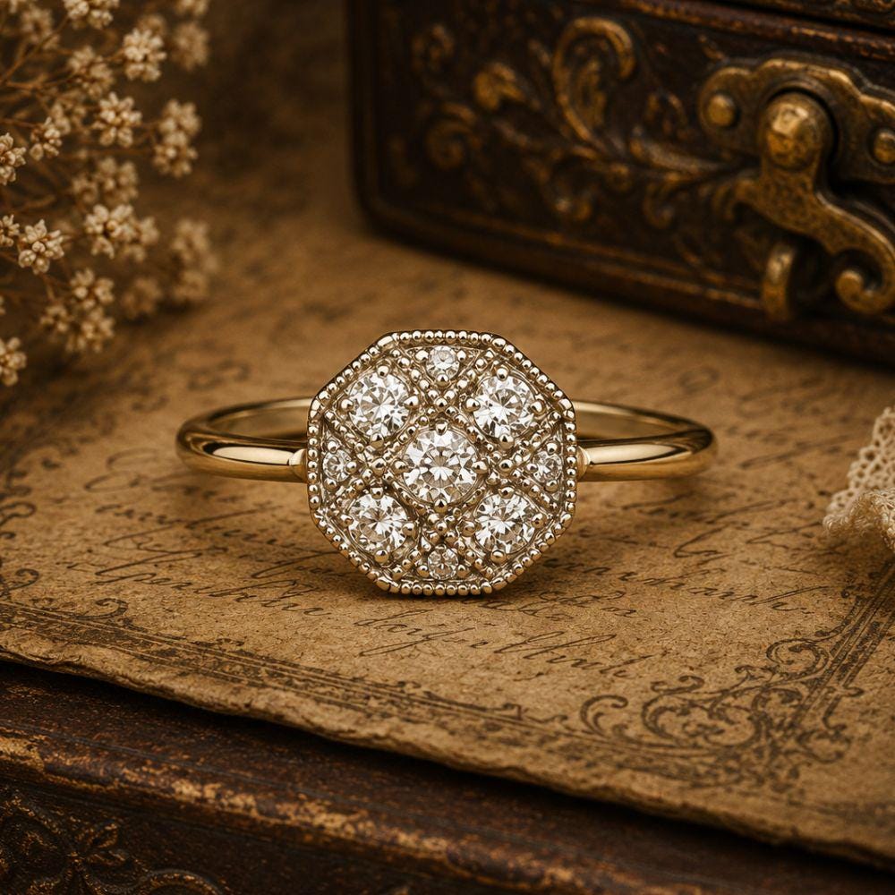 1980's Cluster Diamond Rings - Etsy