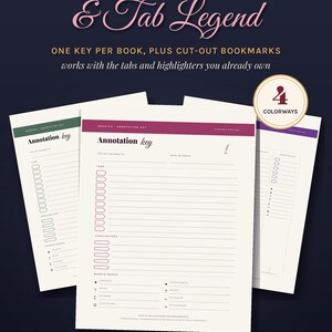 Annotation Key & Tab Legend | Printable Book Annotation Guide, Bookmarks (Digital Download)