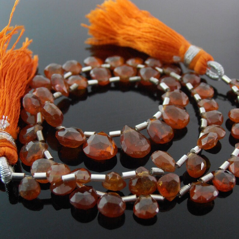 4x4-6x7 mm Mandarin Garnet Pear Briolettes Set of 55 Faceted