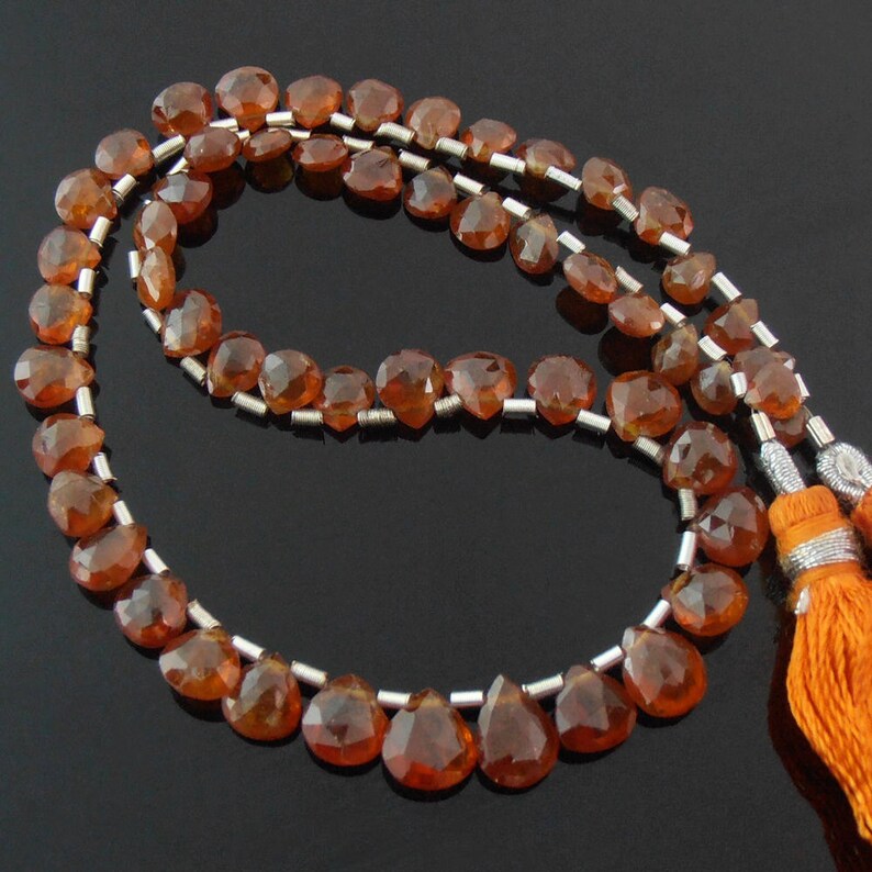 4x4-6x7 mm Mandarin Garnet Pear Briolettes Set of 55 Faceted