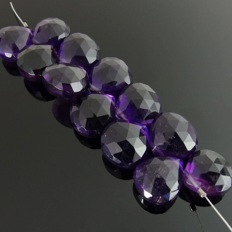 Faceted Set of 12 Amethyst Pear Briolettes 11-12 mm