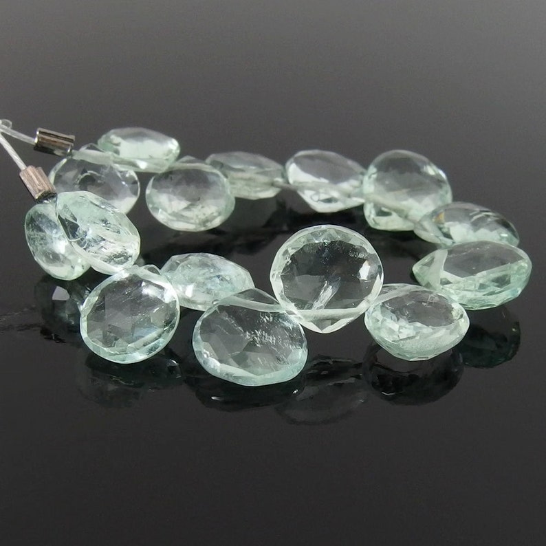 Aquamarine Pear Briolettes, Faceted, 5-6.5 x 5.5-6.5 mm, Set of 15 image 3