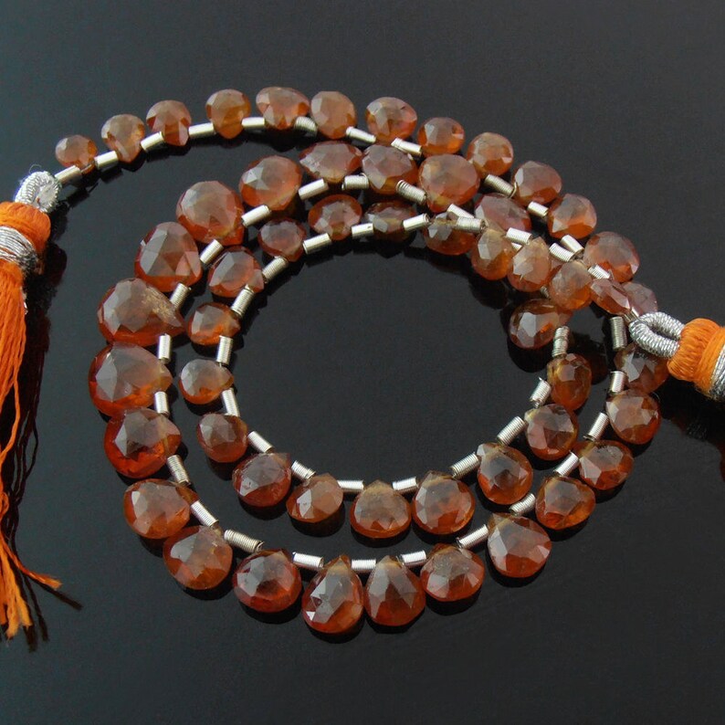 4x4-6x7 mm Mandarin Garnet Pear Briolettes Set of 55 Faceted