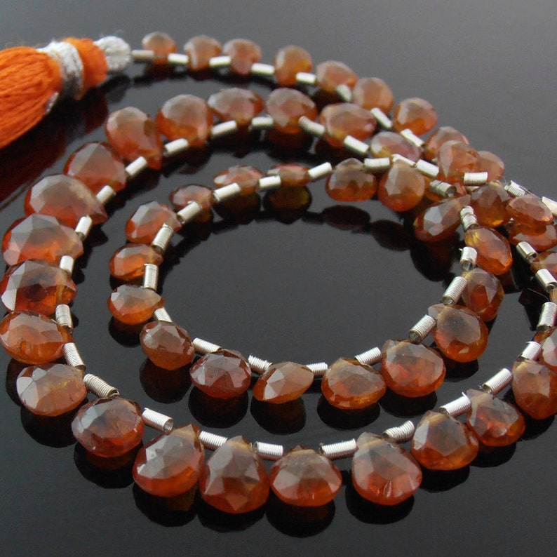 4x4-6x7 mm Mandarin Garnet Pear Briolettes Set of 55 Faceted
