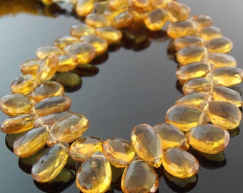 Citrine Pear Briolettes, Faceted, 6x8mm, 8 in. Strand, Set of 60