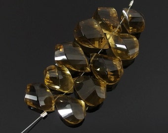 Whiskey Quartz Twist Briolettes, Faceted, 7.5-9 x 14-16.5 mm, Set of 10