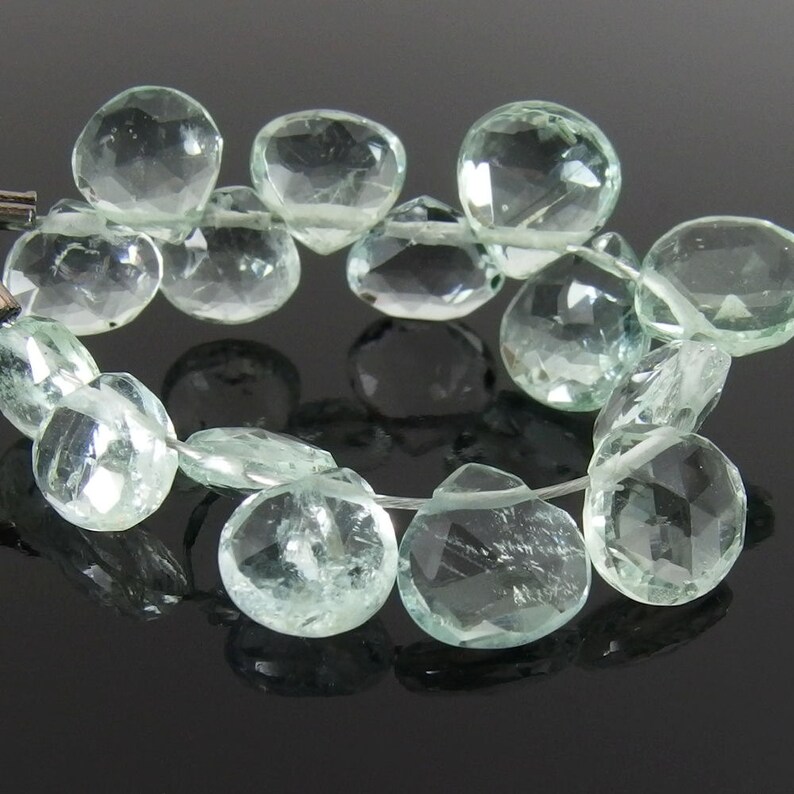 Aquamarine Pear Briolettes, Faceted, 5-6.5 x 5.5-6.5 mm, Set of 15 image 4