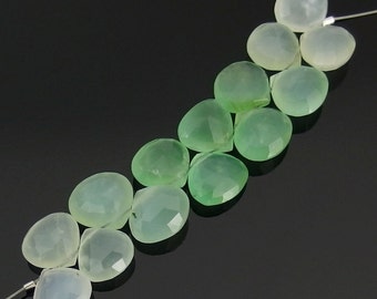 Chrysoprase Heart Briolettes, Faceted, 8.5-9.5 x 9-10 mm, Set of 14