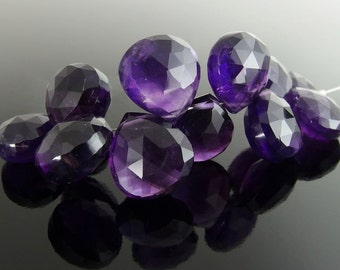 Amethyst Pear Briolettes, Faceted, 11-12 mm, Set of 12