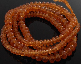 Mandarin Garnet Rondelles, Plain Unfaceted, 2.5-5mm, 8.5 in. Strand