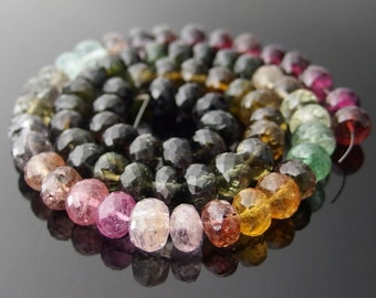 Tourmaline Rondelles, Faceted, 8mm, 14 in. Strand