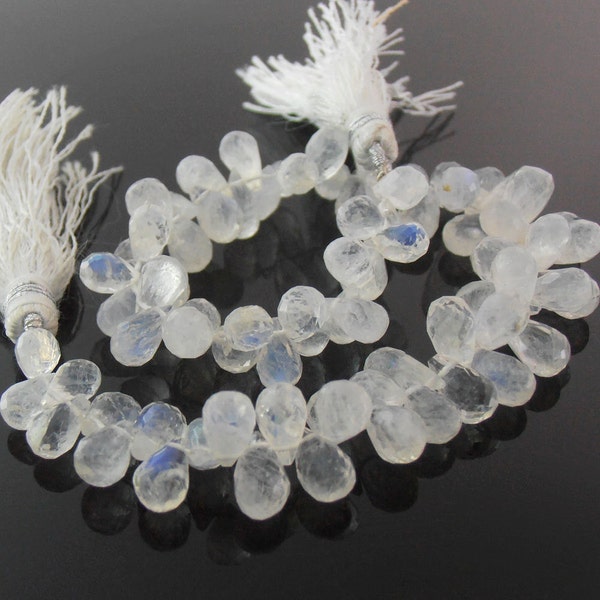 Rainbow Moonstone Briolettes, Faceted, 4-5 x 4.5-10 mm, Set of 80