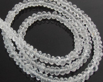 White Topaz Rondelles, Faceted, 3.5 mm, 6 in. Strand