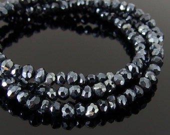 Black Spinel Rondelles, Faceted, 2mm, 13 in. Strand