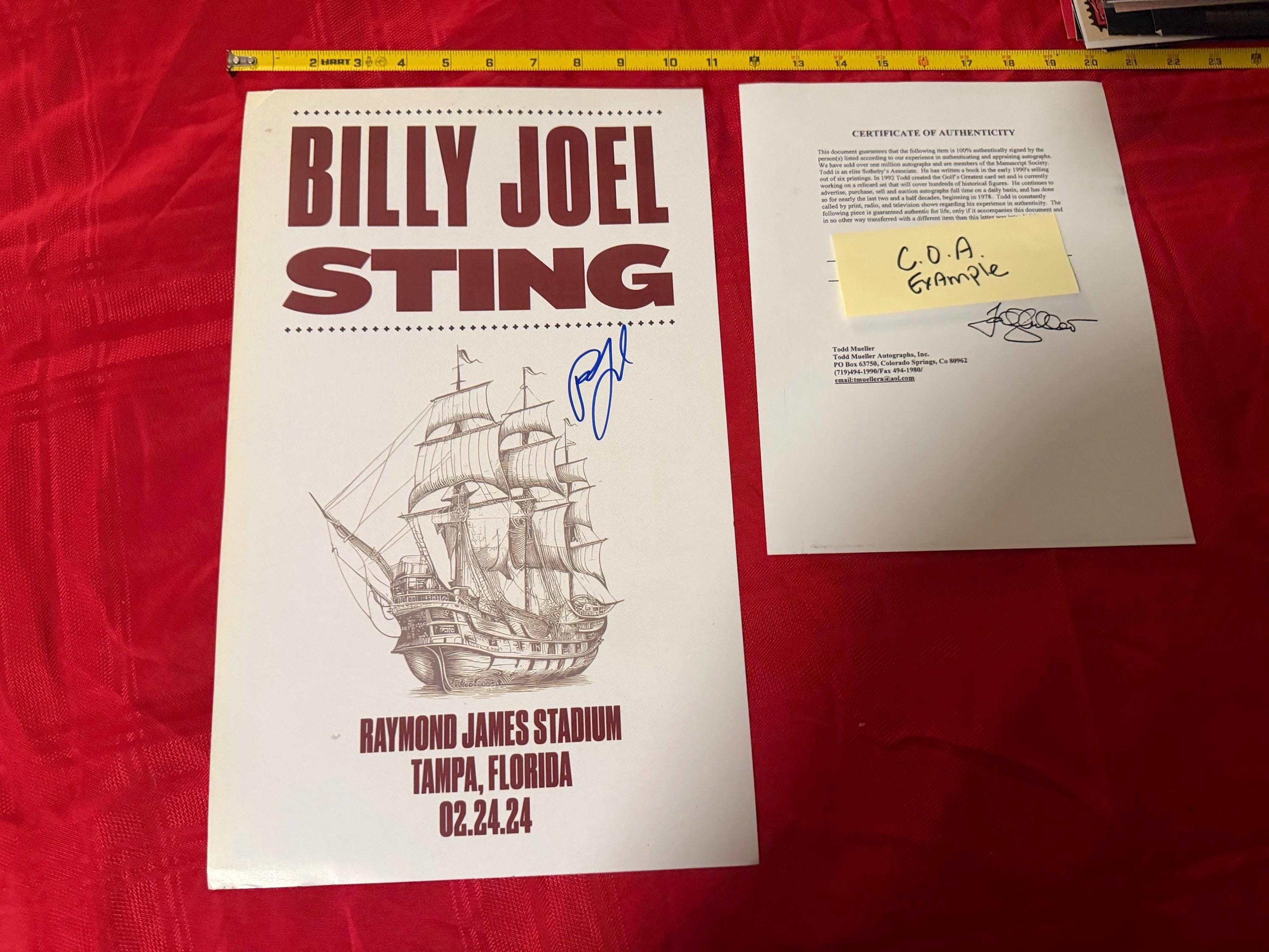 Billy Joel Signed Memorabilia - Etsy