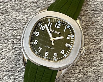 Gerenoveerde vintage Seiko Automatic – groene wijzerplaat – herenhorloge 4R35A 24J JDM