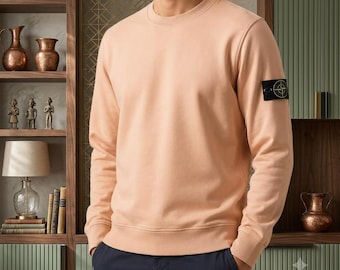 Classic Crewneck Sweatshirt Long Sleeve Casual Pullover Soft Cotton Jumper