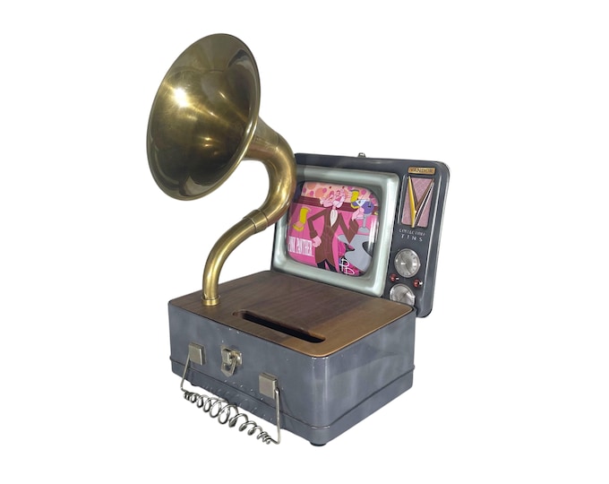 1999 Pink Panther LunchBox Phone Amplifier, Acoustic iPhone Speaker, Lunch Box Speaker S6