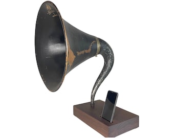 Rare 18in Antique Gramophone Phone Speaker, Acoustic Magnavox Phone Amplifier