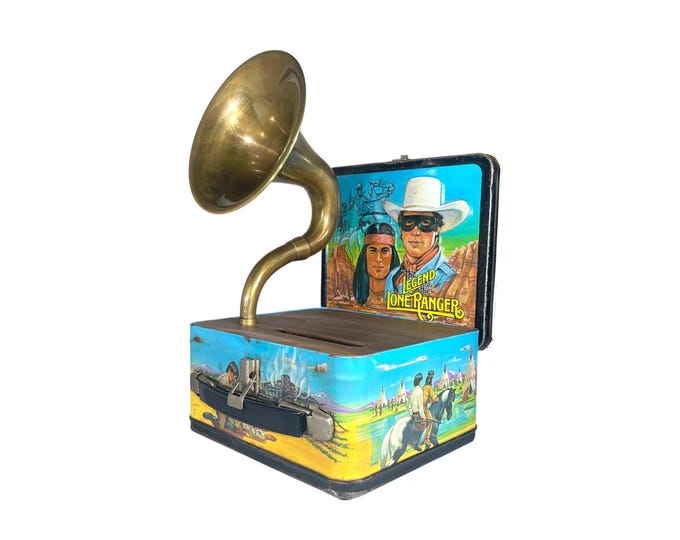 1980 The Lone Ranger LunchBox Phone Amplifier, Acoustic iPhone Speaker, Lunch Box Speaker S12