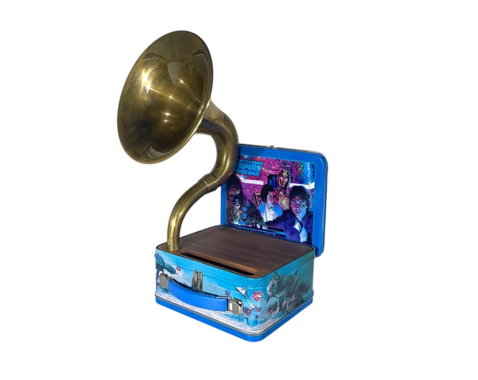 1999 Star Wars LunchBox Phone Amplifier, Acoustic iPhone Speaker, Lunch Box Speaker, Hallmark Commemorative Lunchbox