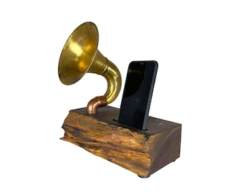 Brass Horn Phone Amplifier, Acoustic Phone Speaker