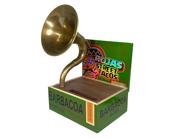 Rojas Street Tacos Cigar Box Phone Amplifier, Acoustic iPhone Speaker S16