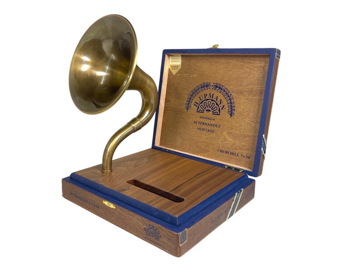 H. Upmann Cigar Box Phone Amplifier, Acoustic iPhone Speaker, A.J. Fernandez Cigars S14