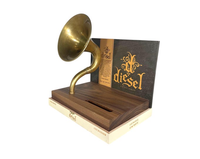Diesel Cigar Box Phone Amplifier, Acoustic iPhone Speaker S16