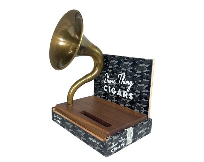 Shore Thing Cigar Box Phone Amplifier, Acoustic iPhone Speaker S14