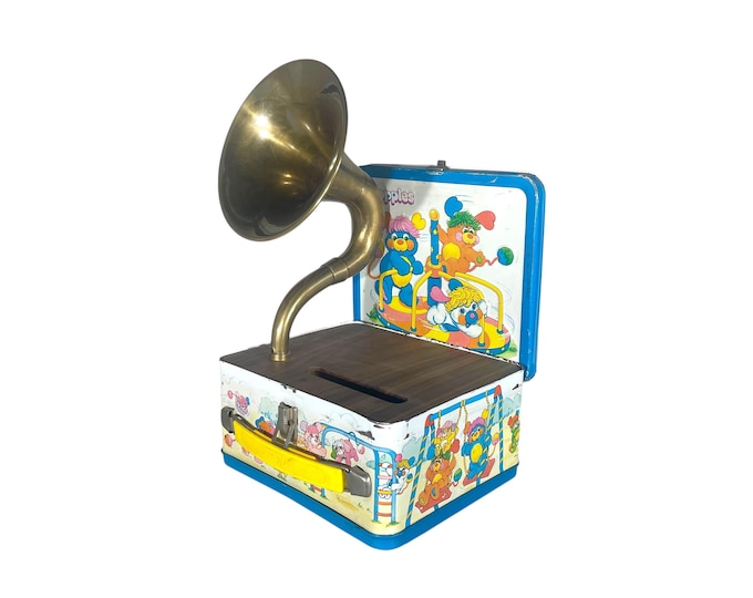 1986 Popples LunchBox Phone Amplifier, Acoustic iPhone Speaker, Lunch Box Speaker S7