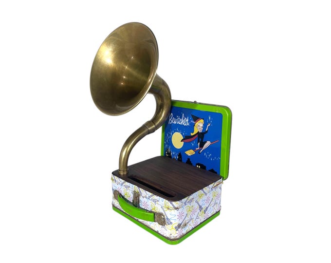 1998 Bewitched LunchBox Phone Amplifier, Acoustic iPhone Speaker, Lunch Box Speaker, Hallmark Commemorative Lunchbox