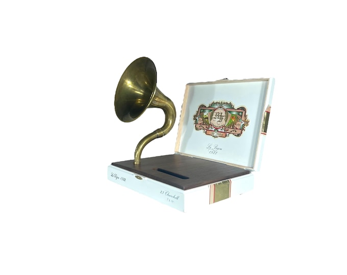 My Father Cigar Box Phone Amplifier, Acoustic iPhone Speaker S12