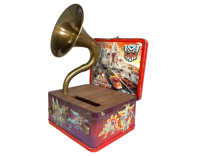 1986 Transformers LunchBox Phone Amplifier, Acoustic iPhone Speaker, Lunch Box Speaker S21