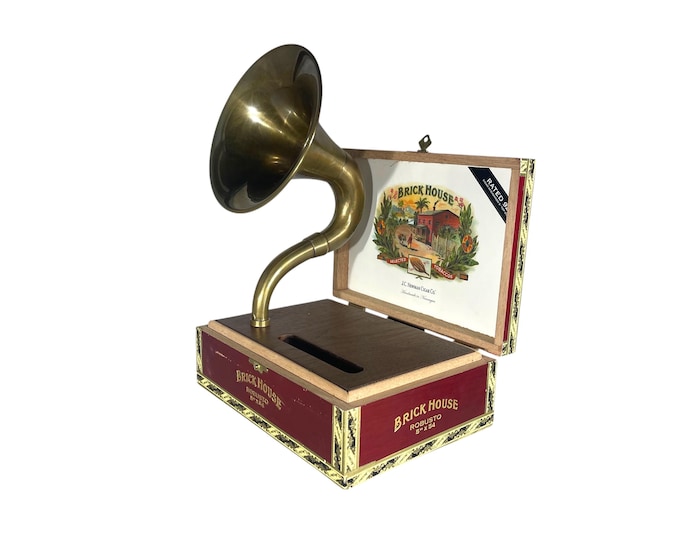 Brick House Cigar Box Phone Amplifier, Acoustic iPhone Speaker S14