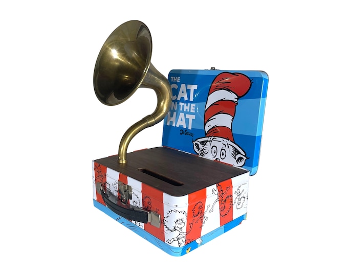 2014 Cat in the Hat, Dr. Seuss LunchBox Phone Amplifier, Acoustic iPhone Speaker, Lunch Box Speaker S5