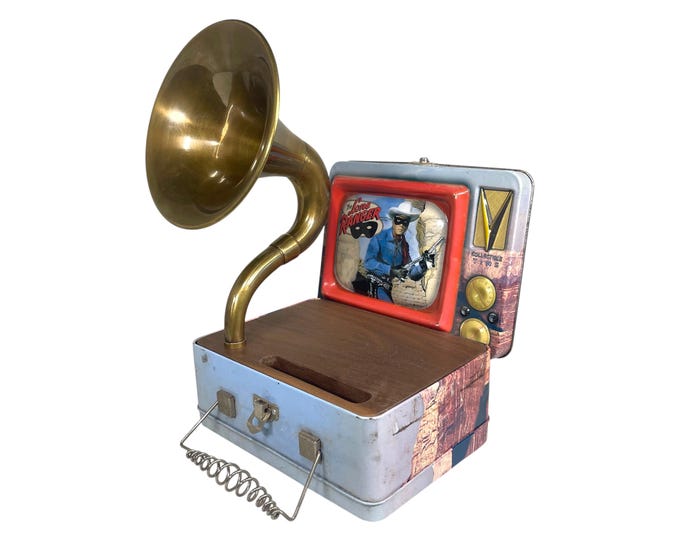 1999 The Lone Ranger LunchBox Phone Amplifier, Acoustic iPhone Speaker, Lunch Box Speaker S15