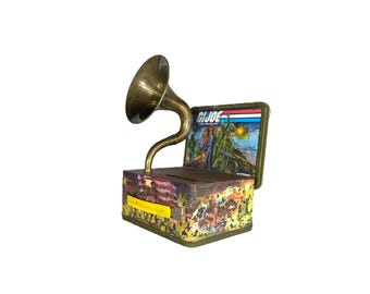 1982 G.I. Joe LunchBox Phone Amplifier, Acoustic iPhone Speaker, Lunch Box Speaker S12