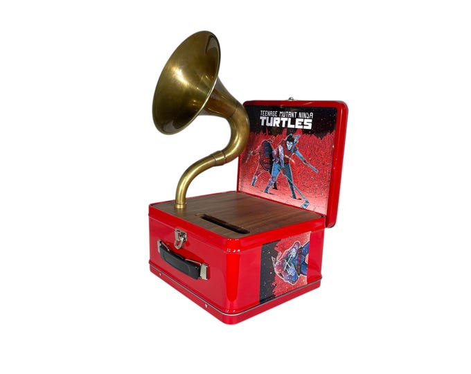 2023 teenage Mutant Ninja Turtles LunchBox Phone Amplifier, Acoustic iPhone Speaker, Lunch Box Speaker, TMNT Casey Jones  S15