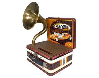 1998 Hot Wheels LunchBox Phone Amplifier, Acoustic iPhone Speaker, Lunch Box Speaker S22