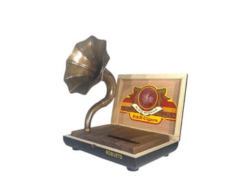 Black Warrior Cigar Box Phone Amplifier, Acoustic iPhone Speaker  S15