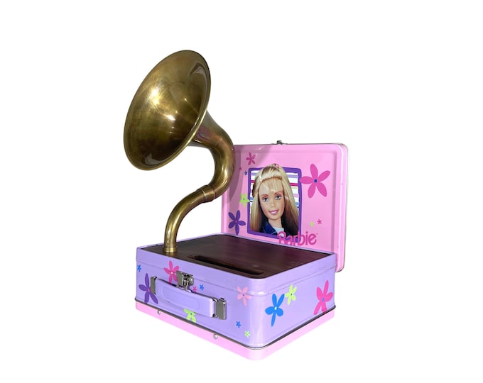 1998 Barbie LunchBox Phone Amplifier, Acoustic iPhone Speaker, Lunch Box Speaker S13