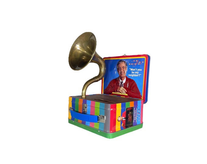 2018 Mr. Rogers LunchBox Phone Amplifier, Acoustic iPhone Speaker, Lunch Box Speaker S12