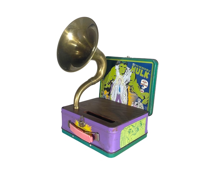 1998 The Incredible Hulk LunchBox Phone Amplifier, Acoustic iPhone Speaker, Lunch Box Speaker S6