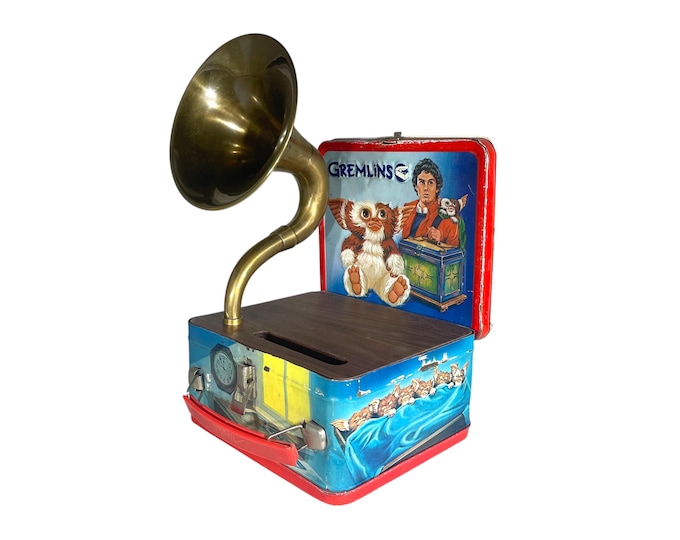 1984 Gremlins LunchBox Phone Amplifier, Acoustic iPhone Speaker, Lunch Box Speaker S5