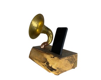 Brass Horn Phone Amplifier, Acoustic Phone Speaker