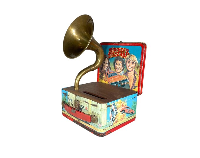 1980 Dukes of Hazzard LunchBox Phone Amplifier, Acoustic iPhone Speaker, Lunch Box Speaker S15